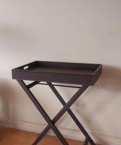 Mesa lateral plegable de cuero