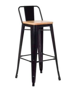 Taburetes Tolix Alto - Negro y madera clara