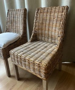 6 Sillas de comedor rattan/madera