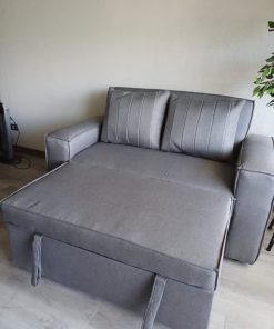 Sillón cama de lino gris