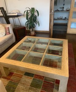 Mesa de mármol con vidrio biselado
