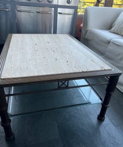 Mesa de centro de mármol, hierro y cristal