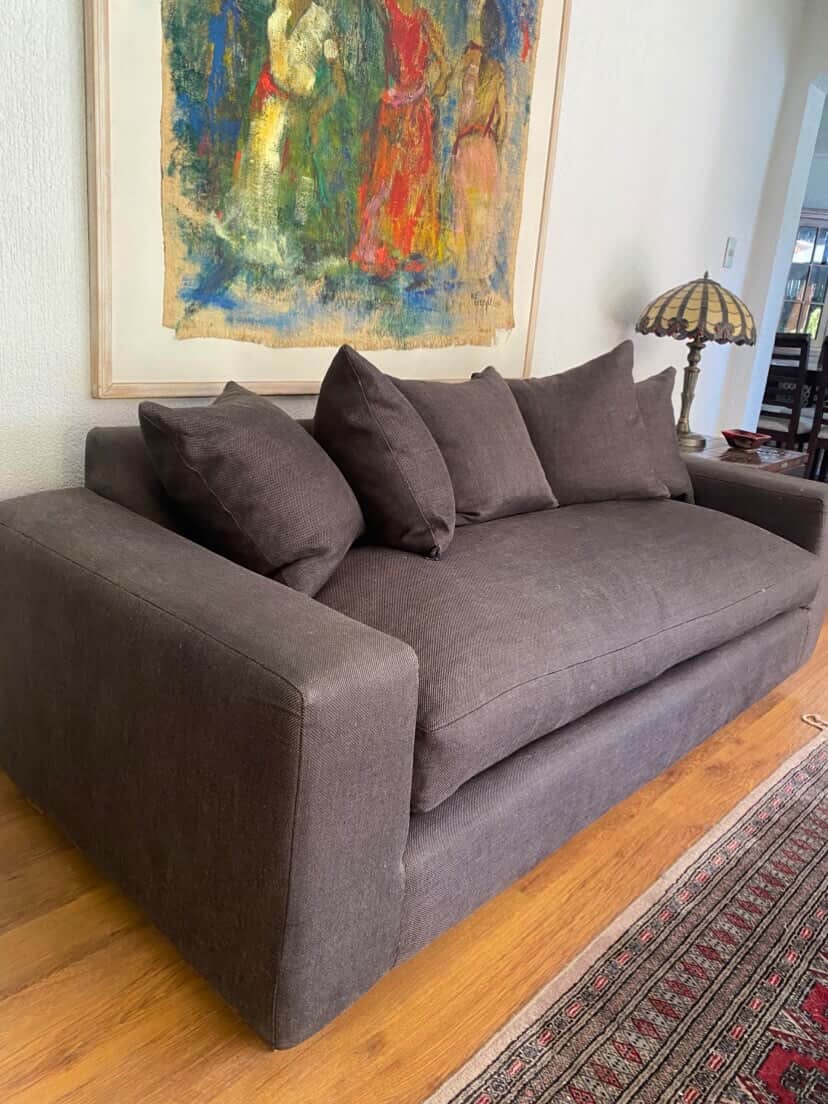 Sofa de 3 cuerpos re-tapizado negro - Imagen 3
