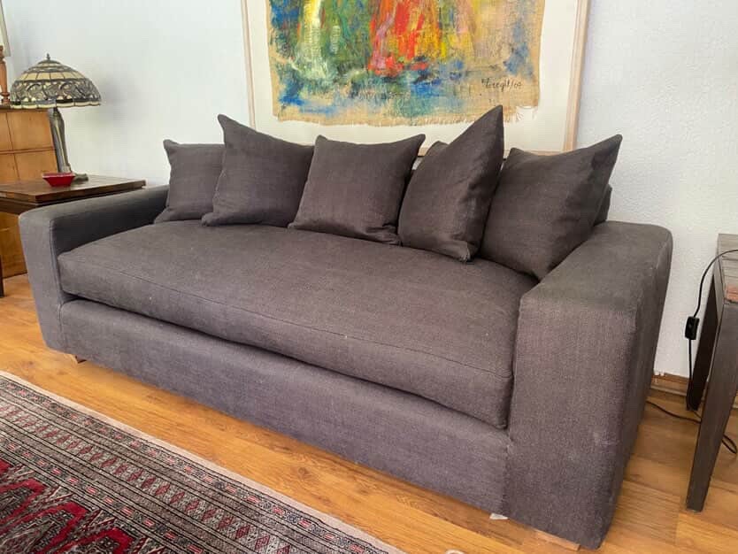 Sofa de 3 cuerpos re-tapizado negro - Imagen 2