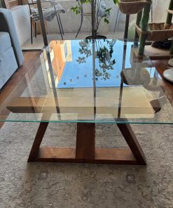 Mesa de centro de roble y vidrio