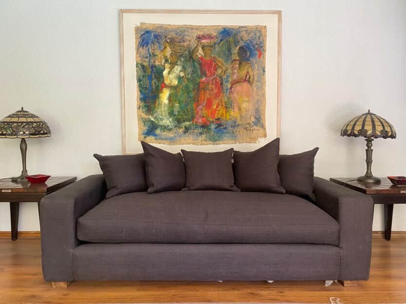 Sofa de 3 cuerpos re-tapizado negro