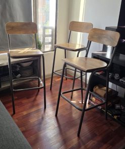 3 Taburetes Wood / Bar Madera maciza&Acero