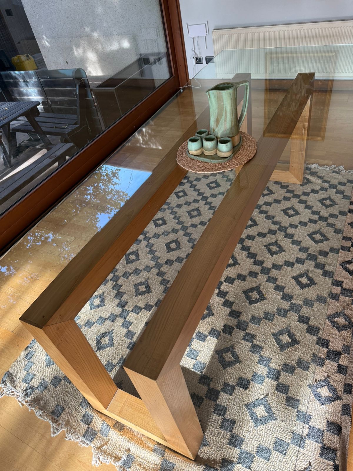 Mesa de comedor vidrio templado/ madera castaño - Imagen 10