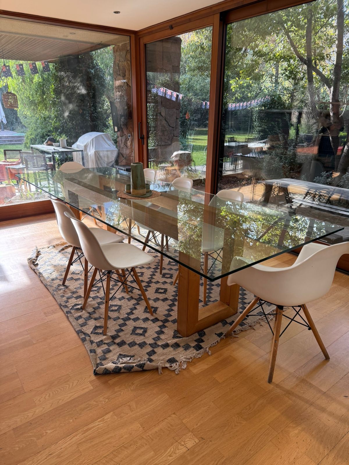 Mesa de comedor vidrio templado/ madera castaño - Imagen 8