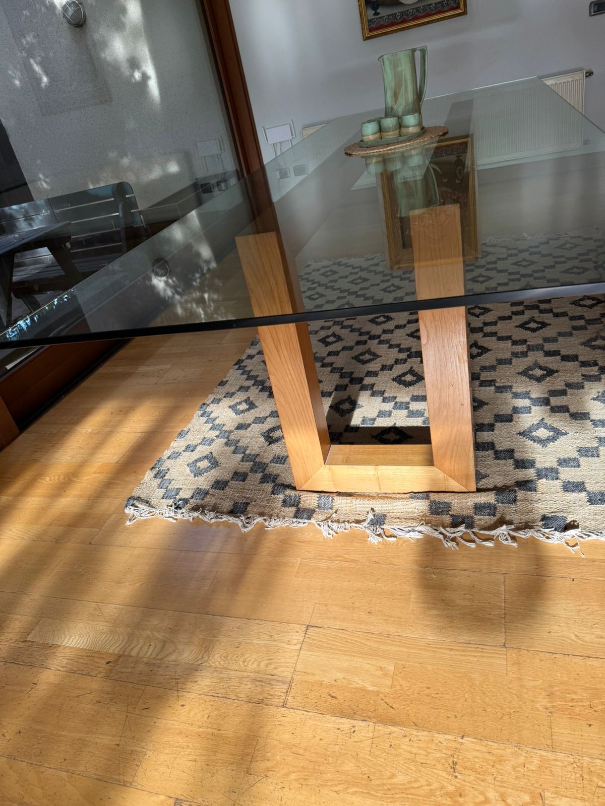 Mesa de comedor vidrio templado/ madera castaño - Imagen 5