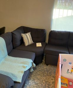 Sofá en L de lino 5 cuerpos