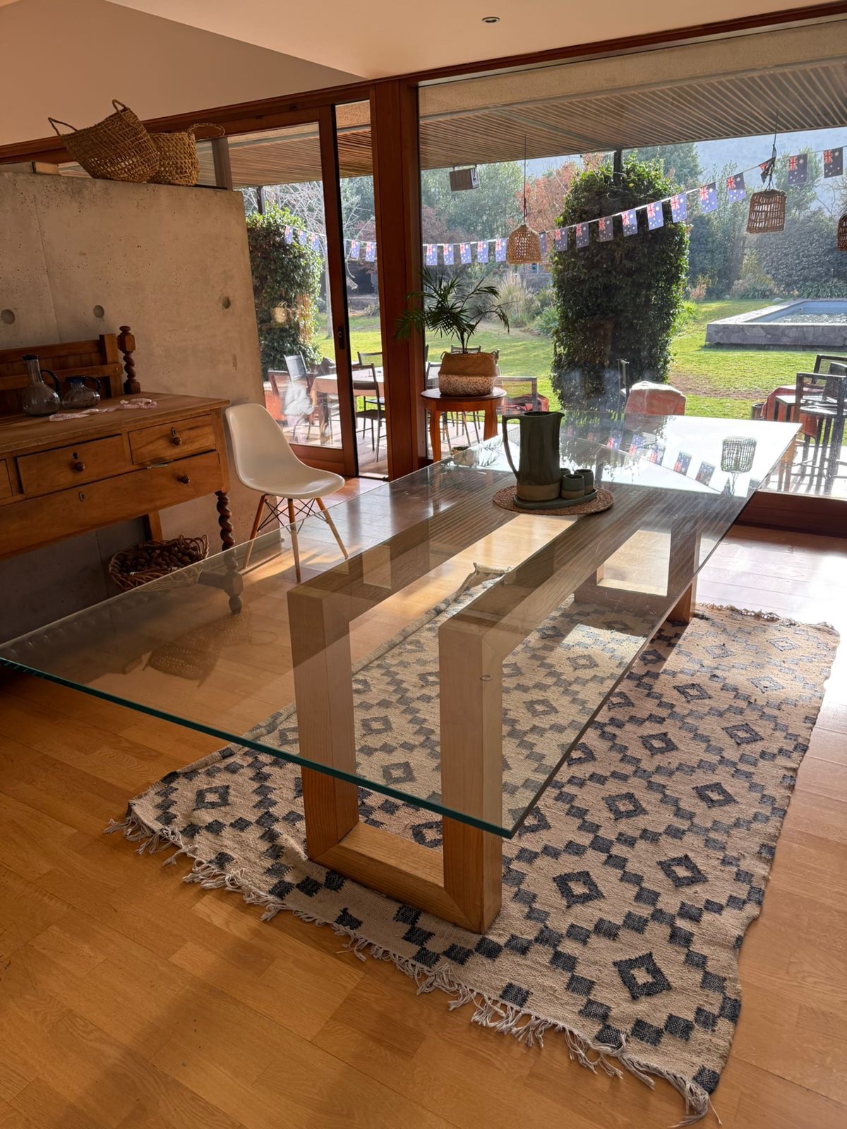 Mesa de comedor vidrio templado/ madera castaño - Imagen 6