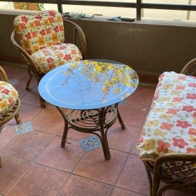 Juego de terraza de mimbre