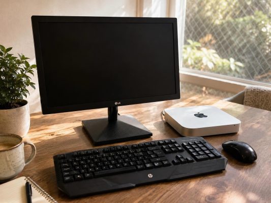 SETUP APPLE + MONITOR LG + TECLADO Y MOUSE HP