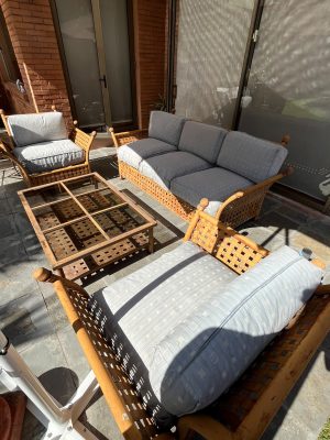Juego de terraza fierro + cojines