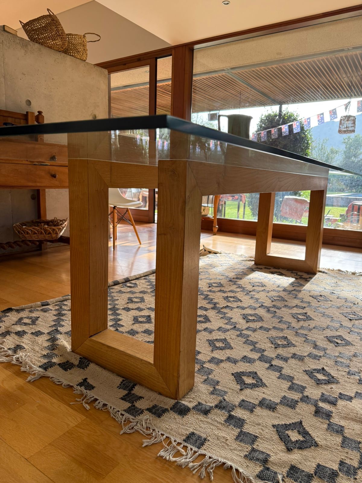 Mesa de comedor vidrio templado/ madera castaño - Imagen 9