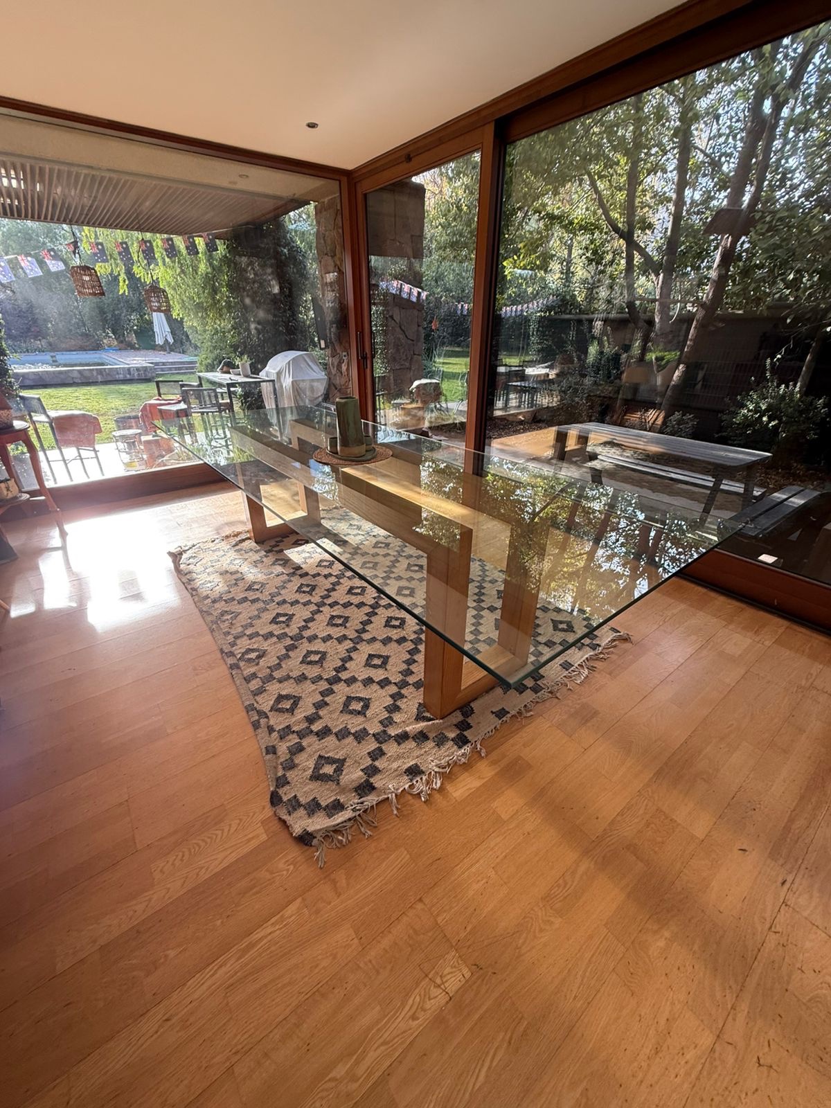 Mesa de comedor vidrio templado/ madera castaño - Imagen 7