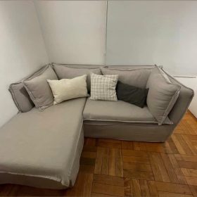 Sofá en L de Lino Gris